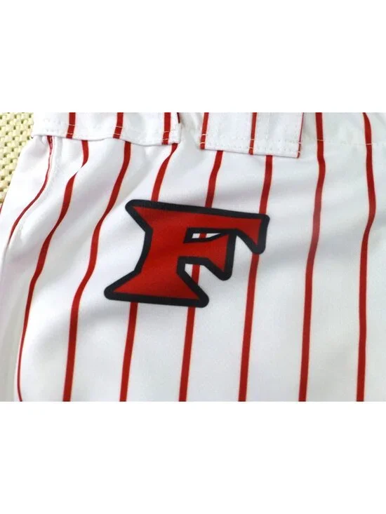 Boombah Mens Baseball Pants White & Red Pinstripe Sz 38 "F" Logo Adjustable Wais - Picture 3 of 13